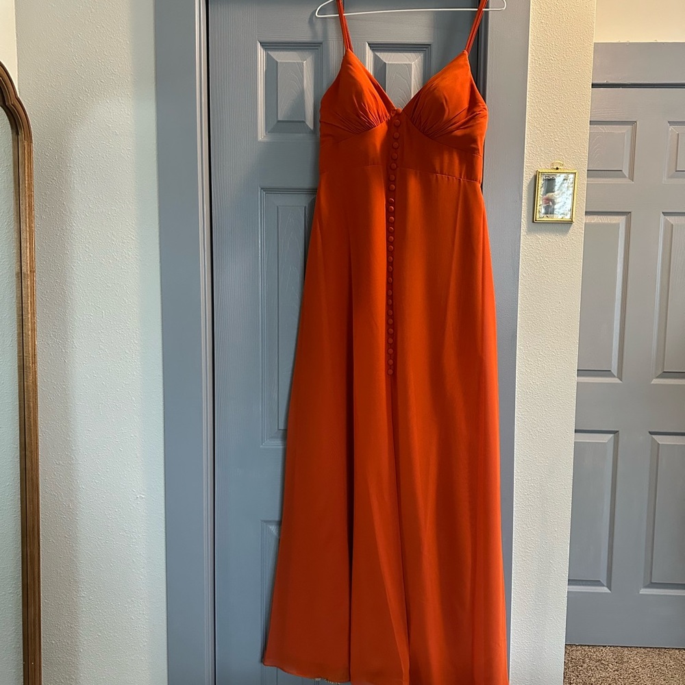 Elegant Rust Maxi Bridesmaid Dress